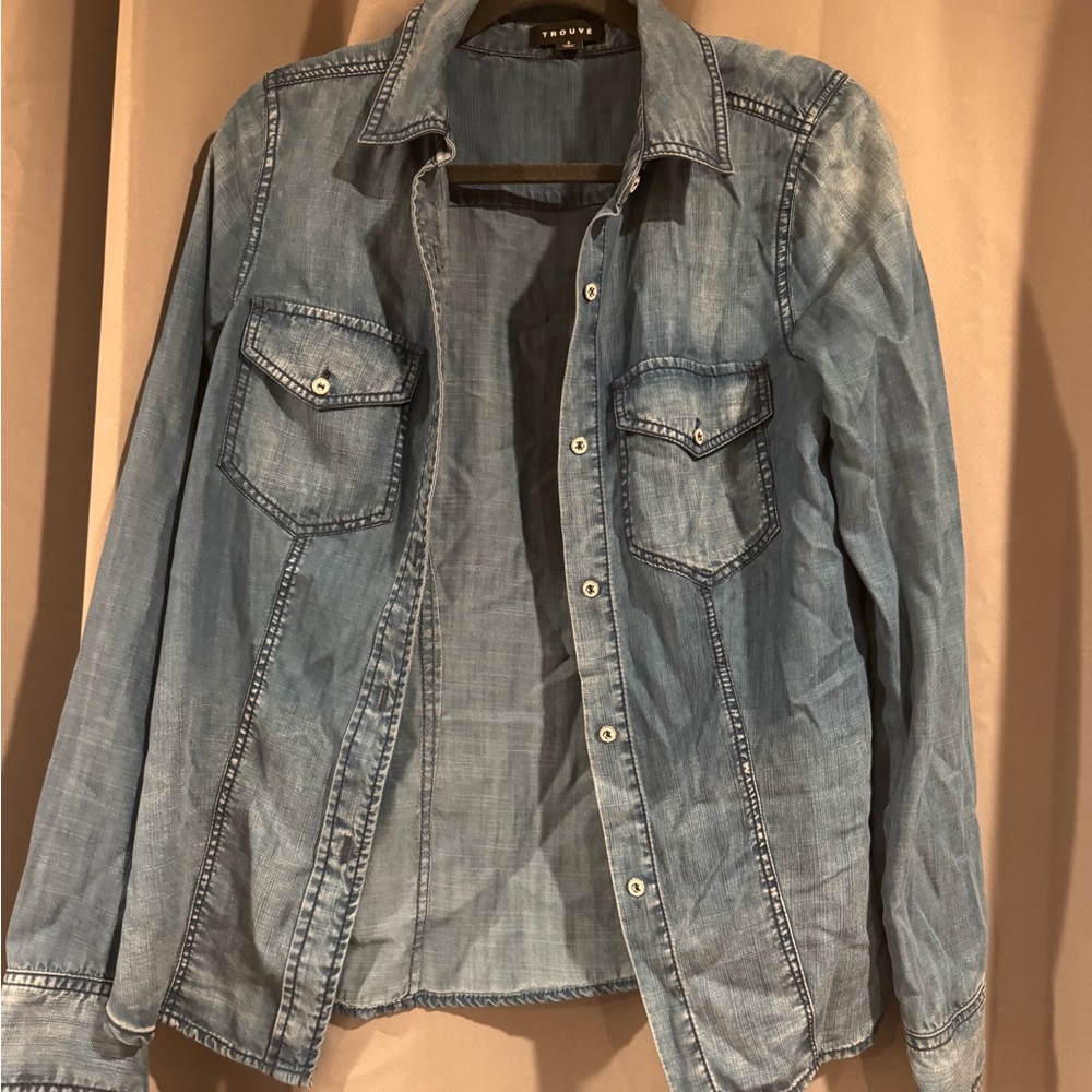 Trouve Blue Button Down Shirt